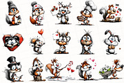 Whimsical Valentine Squirrel Clipart, an Illustration by OK Design (Thumbnail 5 of 6)
