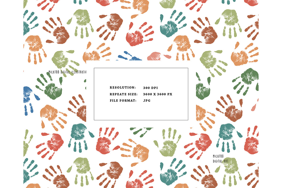 Messy DIY HandPrints Kids pattern, a Pattern Graphic by Milatoo (Photo 3 of 4)