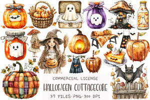 Halloween Cottagecore Clipart, an Illustration by OK Design
