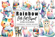 Adorable Rainbow Cute Cat Clipart., a Graphic by CitraGraphics (Thumbnail 1 of 4)