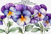 Watercolor Pansy Flowers Clipart, an Illustration by GatewayDesign (Thumbnail 6 of 6)