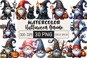 Halloween Gnome Clipart, an Illustration by Black Bird Studio