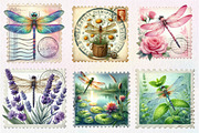 Dragonfly Postage Stamps Clipart, an Illustration by CreationArt (Thumbnail 3 of 5)
