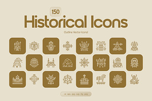 Historical Icons Set, an Outline Icon by Prosymbols