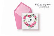 Valentine's day watercolor card, a Work Illustration by natadanko (Thumbnail 2 of 2)