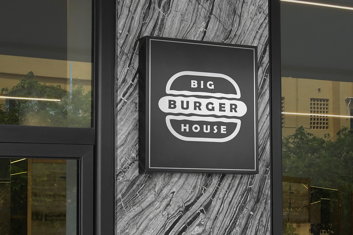 Logo Mockup Black Sign Restaurant, a Product Mockup by Asylab (Photo 2 of 5)