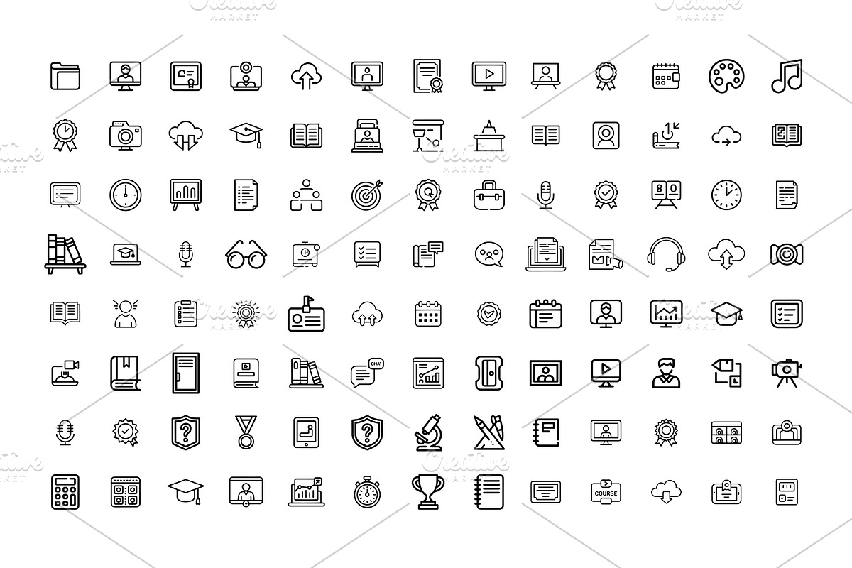 Education & E-Learning Line Icons, an Outline Icon by gstudiovect21 (Photo 4 of 6)