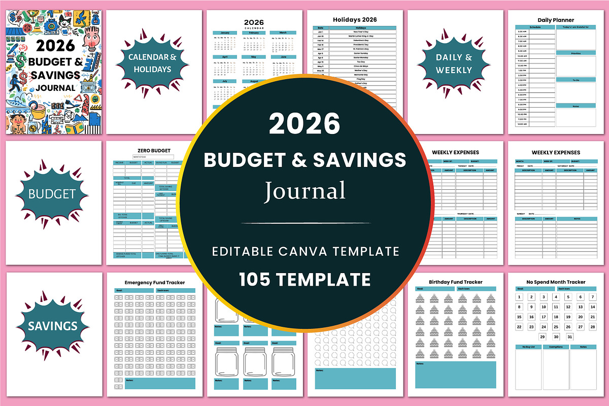 2026 Budget & Savings Journal, a Stationery Template by Shumaya (Photo 1 of 7)
