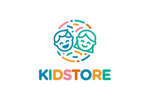 Boy Girl Kids Children Line Art Logo, a Branding & Logo Template by ika trisiana