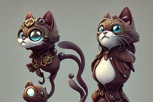 Poster Cute Cat Steampunk