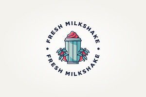 strawberry fruits milkshake logo, a Branding & Logo Template by Blazybone