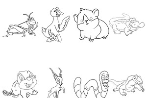 Cartoon Animal Outlines Set 1