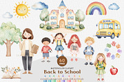 Watercolor Back to School Bundle, an Education Illustration by OKArtHub (Thumbnail 1 of 6)