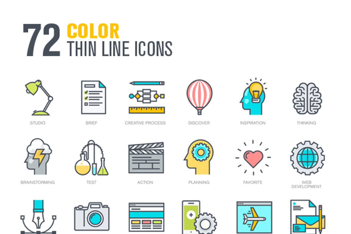 Thin Line Design & Development Icons preview 2