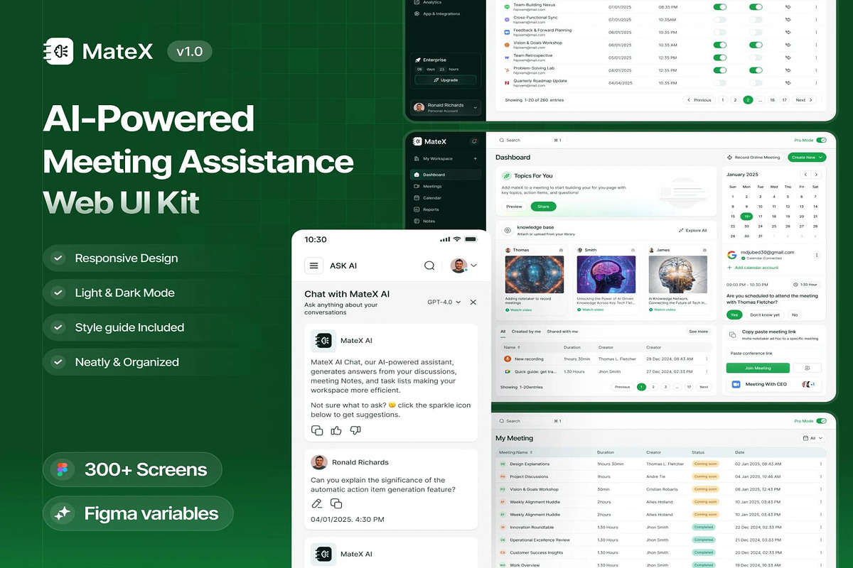 MateX - AI Meeting Assistants UI Kit, an UI Kit Template by Lumina_ui_ux202 (Photo 1 of 7)