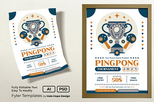 Pingpong Tournament Flyer Template, a Flyer Template by Hole Hope Design