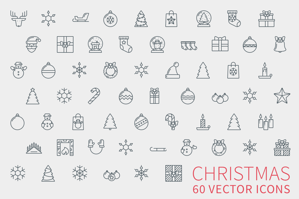 Sale: Christmas Line Icons + Bonus! preview 2