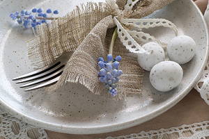 Easter table setting stock photograph