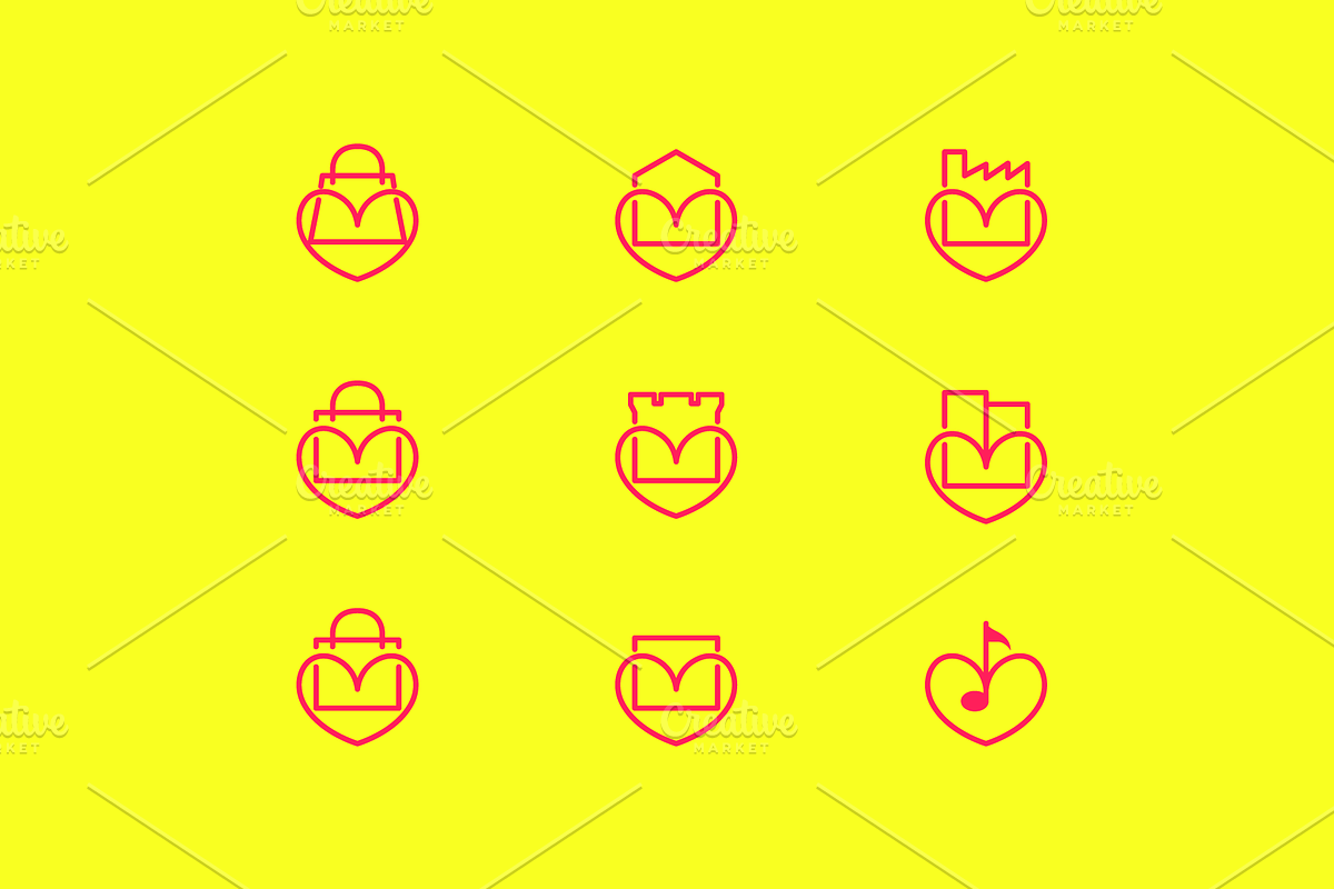 love symbol set minimalist logo, a Branding & Logo Template by devastd