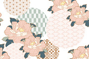 Peony flower and geometric pattern, a Graphic by marukopum (Thumbnail 1 of 2)