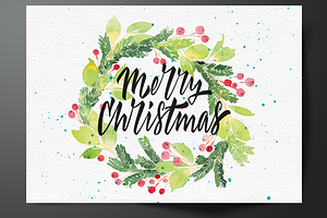 Watercolour Christmas Wreath Vector