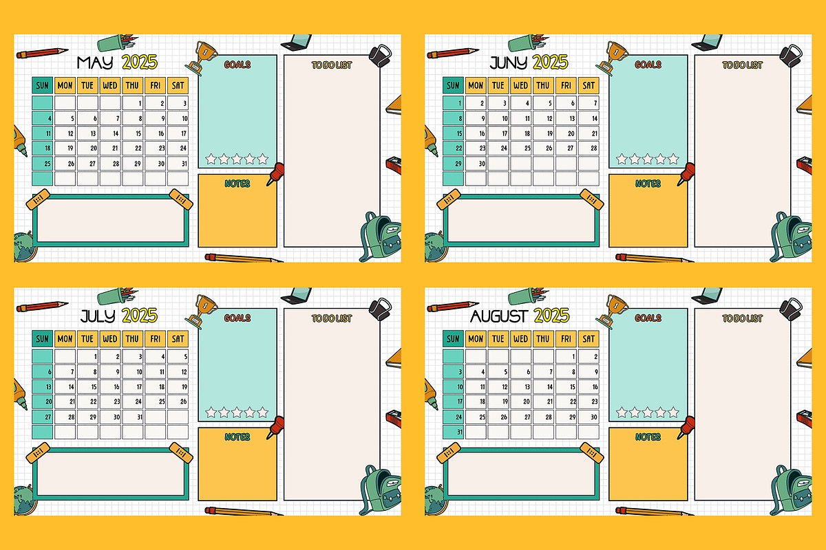 Annual Calendar 2025 Back to School, a Poster Template by Emilly Studio (Photo 3 of 5)