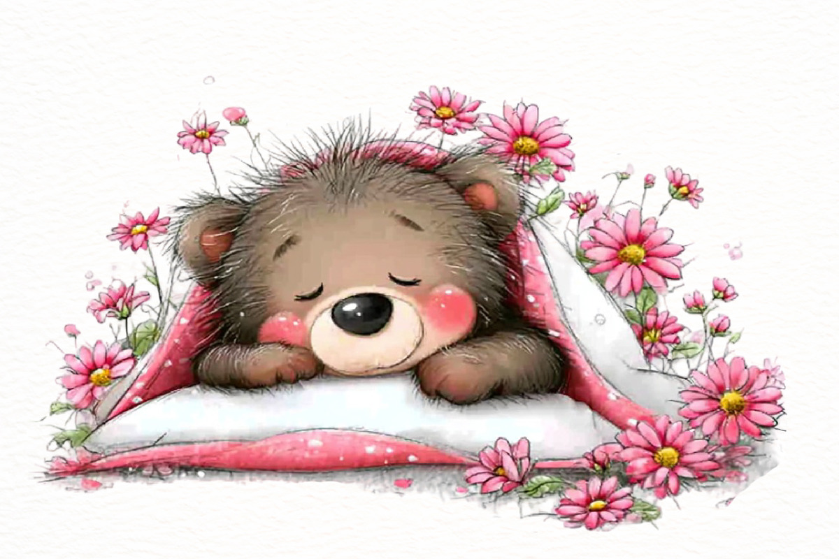 Whimsical spring teddy bear clipart, an Illustration by Designworld (Photo 5 of 6)
