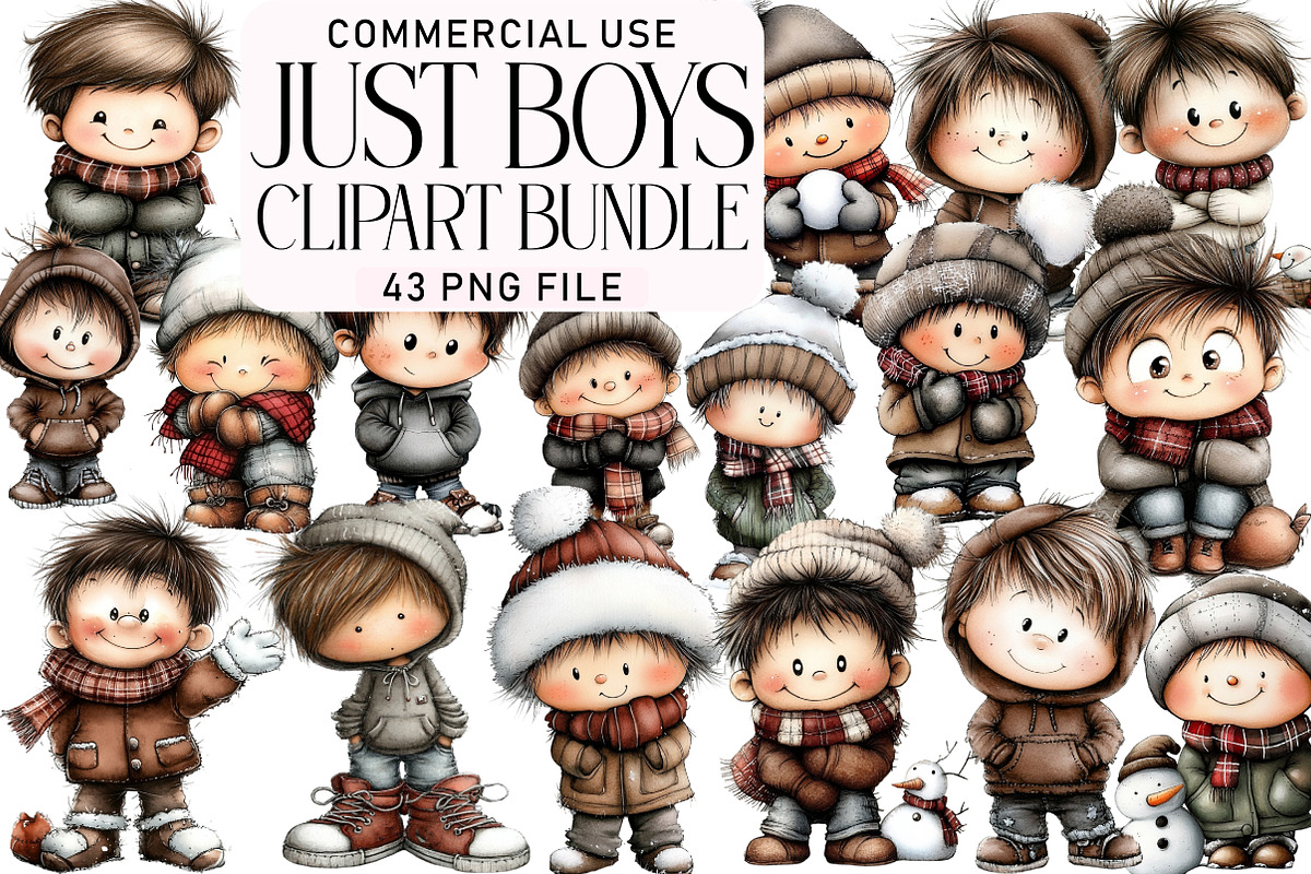 Just Boys Clipart Bundle, an Illustration by Daily.Designs (Photo 1 of 5)