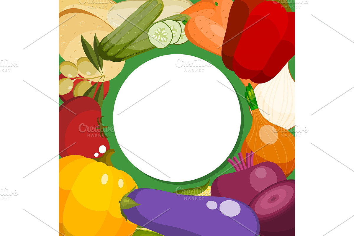 Farm fresh vegetables round pattern, a Food Illustration by VectorsBang