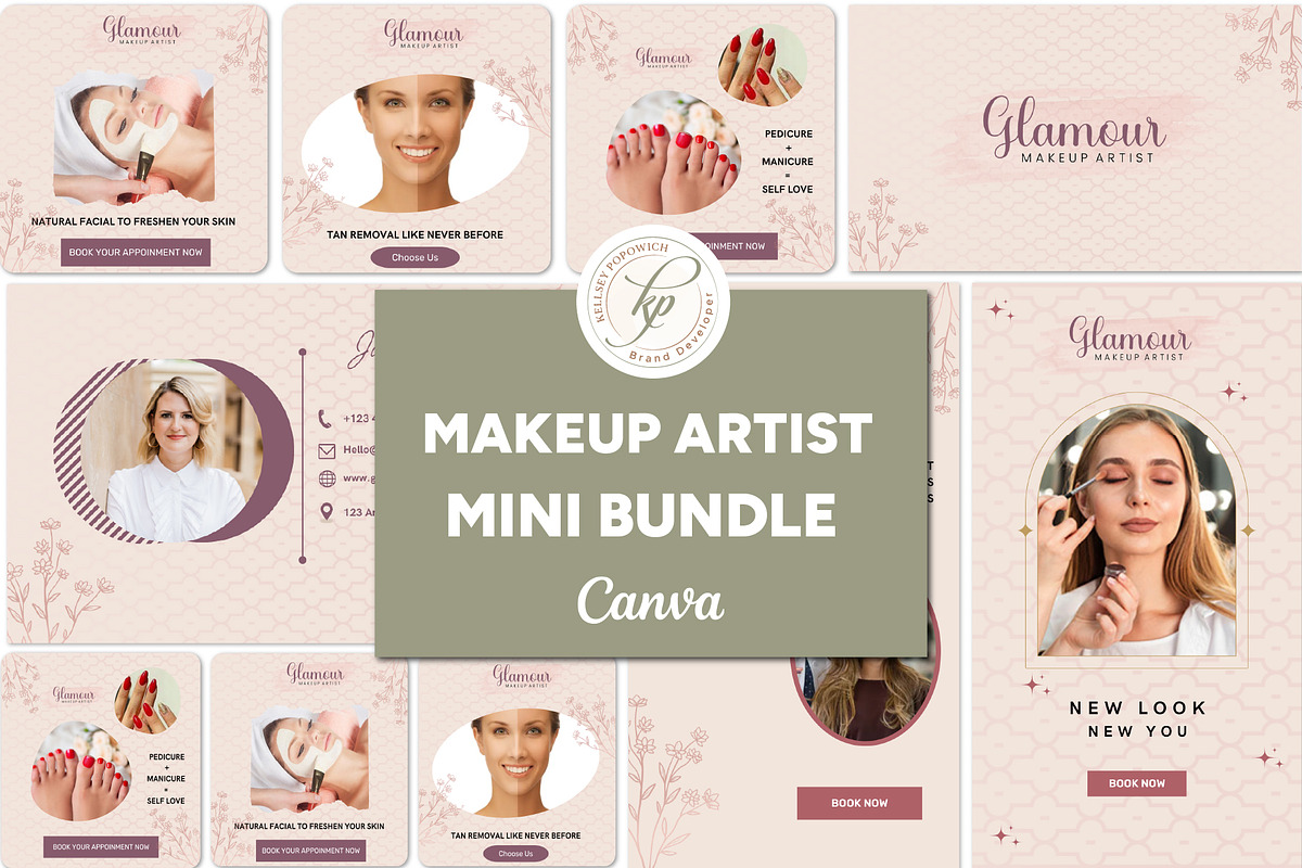 Makeup Artist Marketing Mini Bundle, a Social Media Template by Branding by Kellsey (Photo 1 of 5)