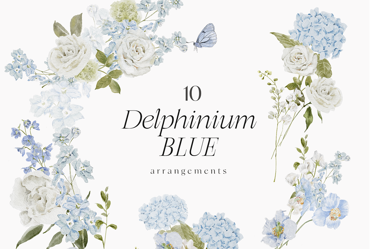 Delphinium blue Delicate Flowers, a Decorative Illustration by Grace Noboa Illustrations (Photo 8 of 9)