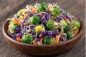 This vegan lunch features a vibrant, a Food & Drink Photo by ZinetroN