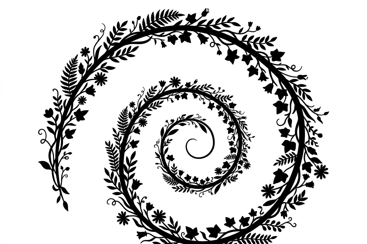 50 Elegant Floral Leaf Spiral Frame, a Decorative Illustration by Amazin_art (Photo 6 of 39)