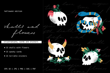 Skulls and flowers