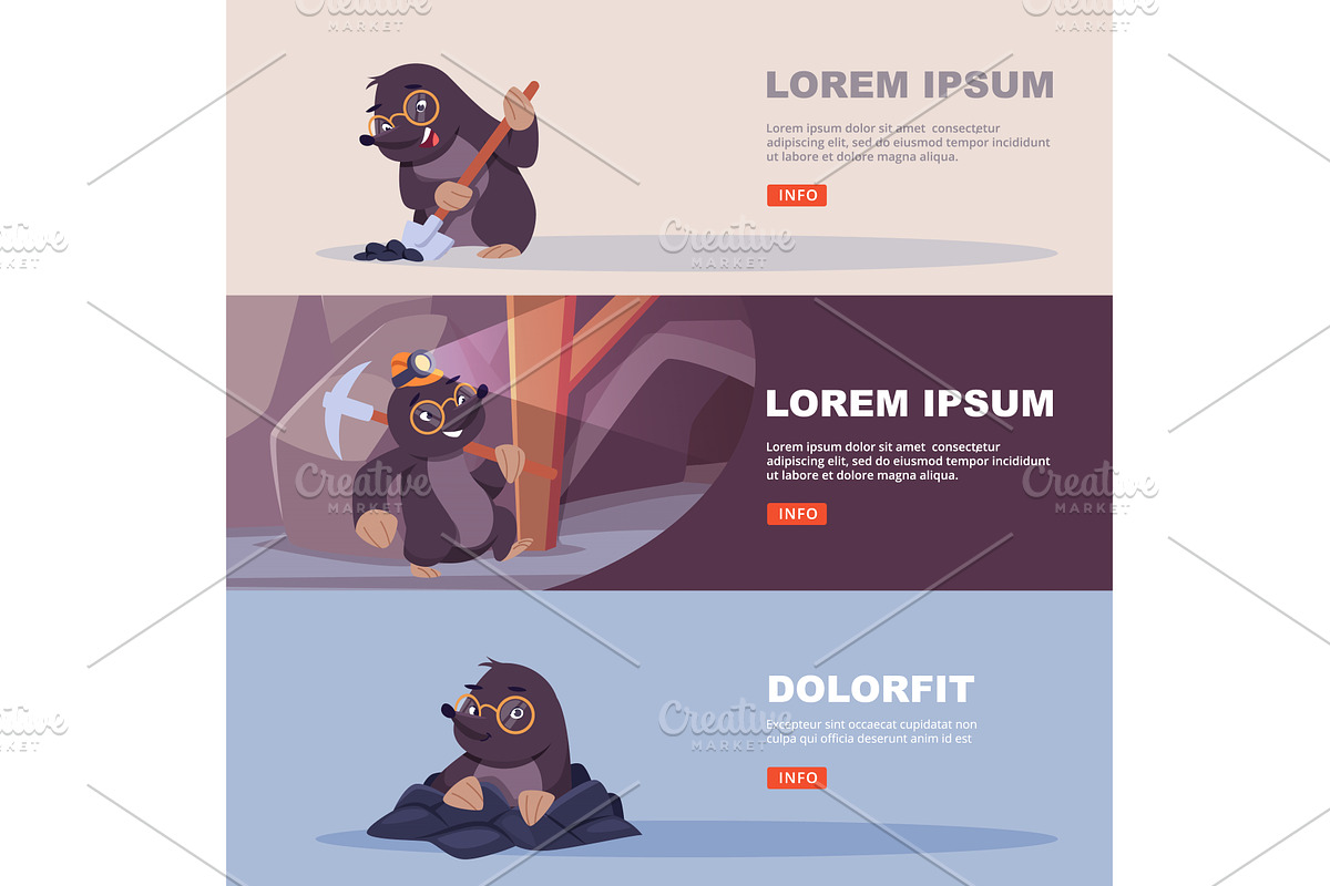 Happy mole. vector banners with, an Animal Illustration by Onyx