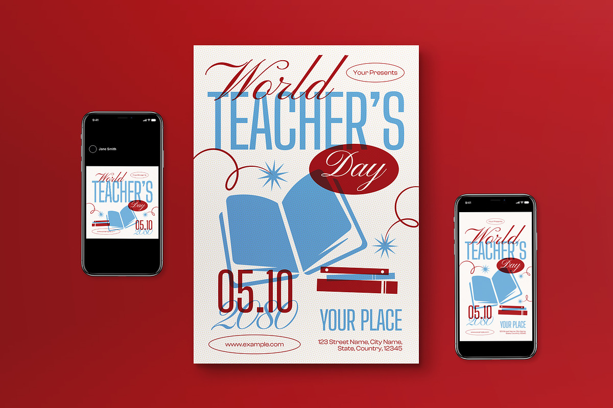 Blue World Teacher's Day Flyer Set, a Flyer Template by graphicook (Photo 1 of 3)