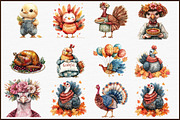 Watercolor Thanksgiving Turkey Clipa, an Illustration by Sublimation Artist (Thumbnail 3 of 6)