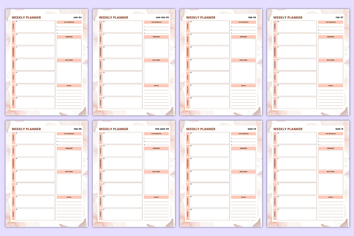 2026 Dated Weekly Planner Canva, a Stationery Template by Mustafiz (Photo 4 of 5)