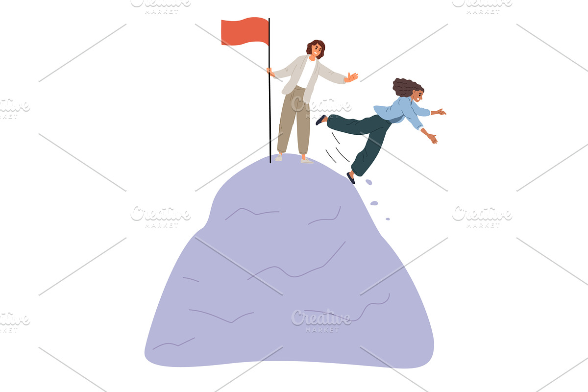 Woman pushes another female off, a Person Illustration by Vectorbuum