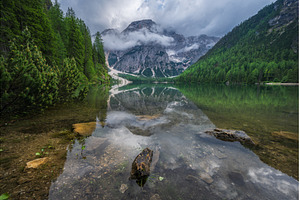 Beautiful alpine lake Braies and, a Nature Photo by den-belitsky