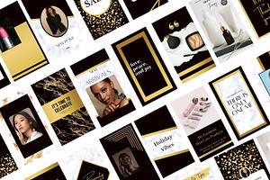 120 Black Gold Instagram Templates,