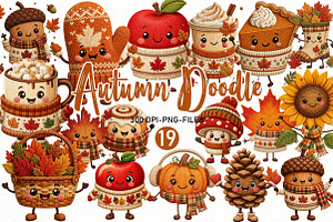 Whimsical Autumn Doodle Clipart