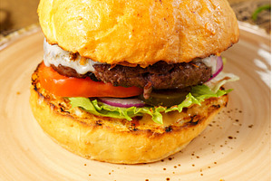Juicy beef burger with fresh, a Food & Drink Photo by darksoul72