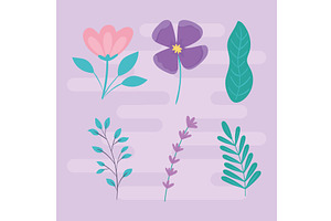 set flowers leaves, an Object Illustration by studiogstock