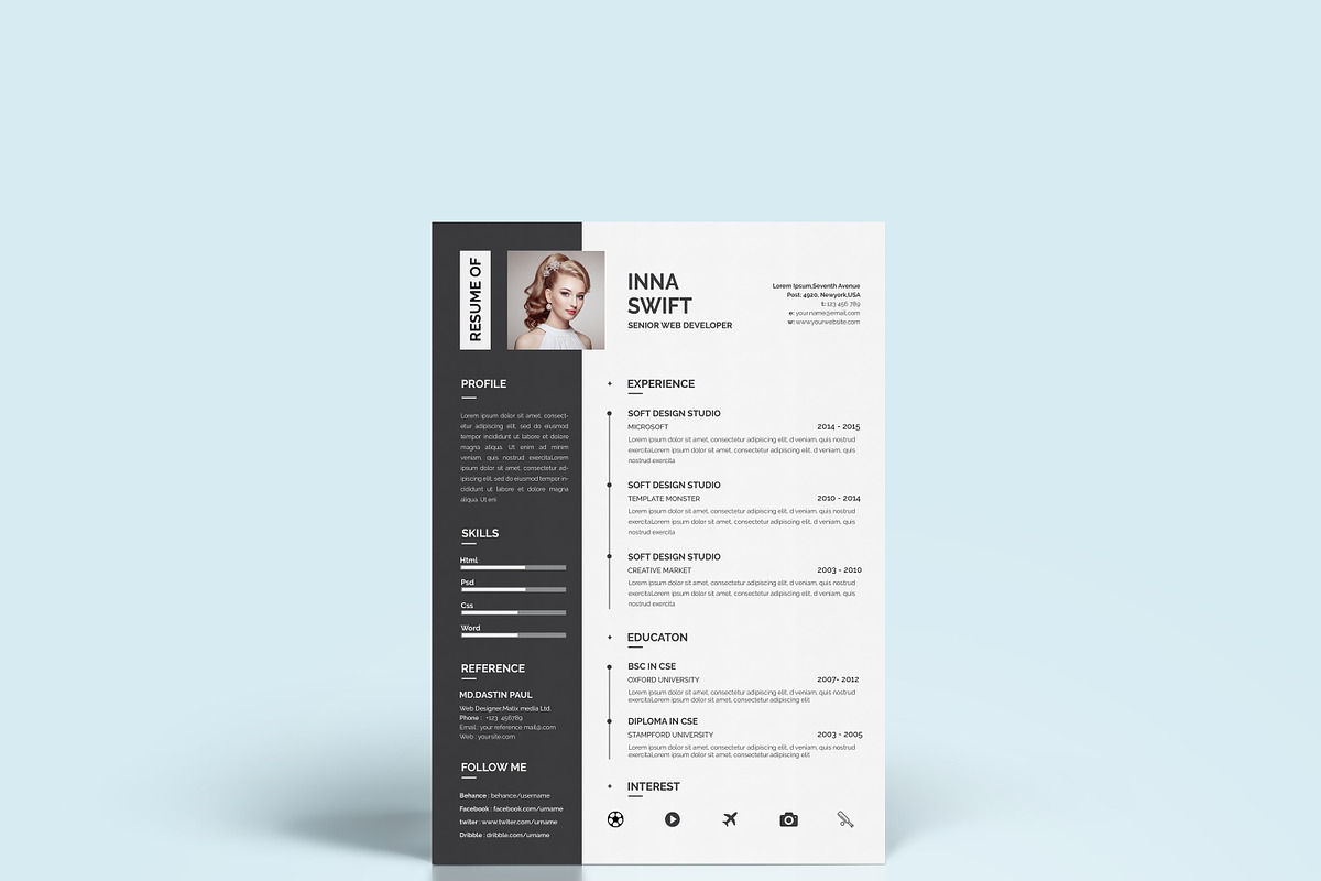 Professional Resume CV Template, a Resume Template by Blackcloud_Creations (Photo 5 of 8)