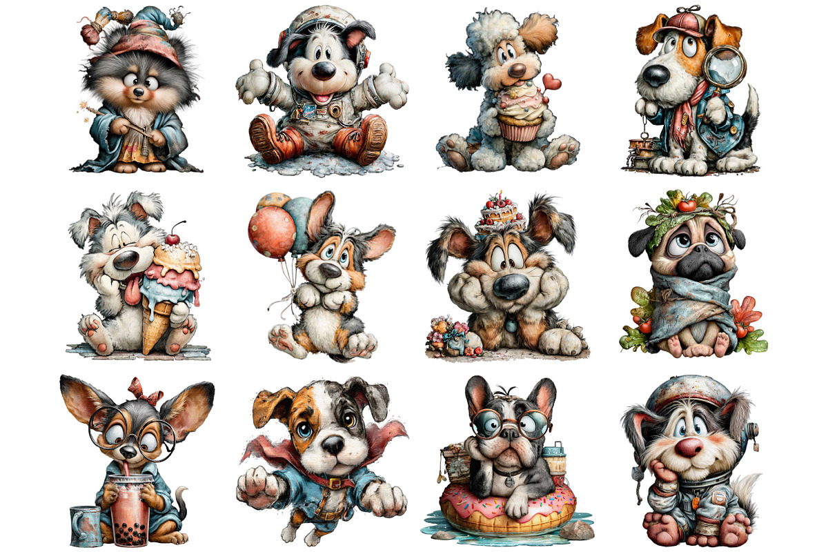 Whimsical Quirky Dogs Clipart, a Graphic by CitraGraphics (Photo 4 of 5)