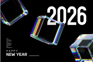 2026 New Year abstract black concept, an Illustration by Liudmyla Matviiets