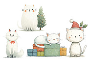 Watercolor Christmas cat clipart, an Illustration by Designworld (Thumbnail 4 of 4)