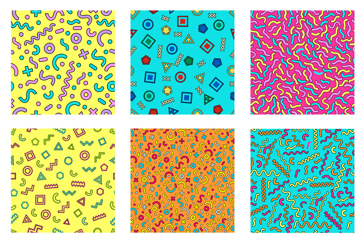 Vector seamless patterns 80s, 90s, a Pattern Graphic by Vectorchoice (Photo 2 of 7)