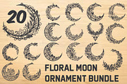 Floral Moon Ornament Bundle, an Object Graphic by hafijul (Thumbnail 1 of 6)